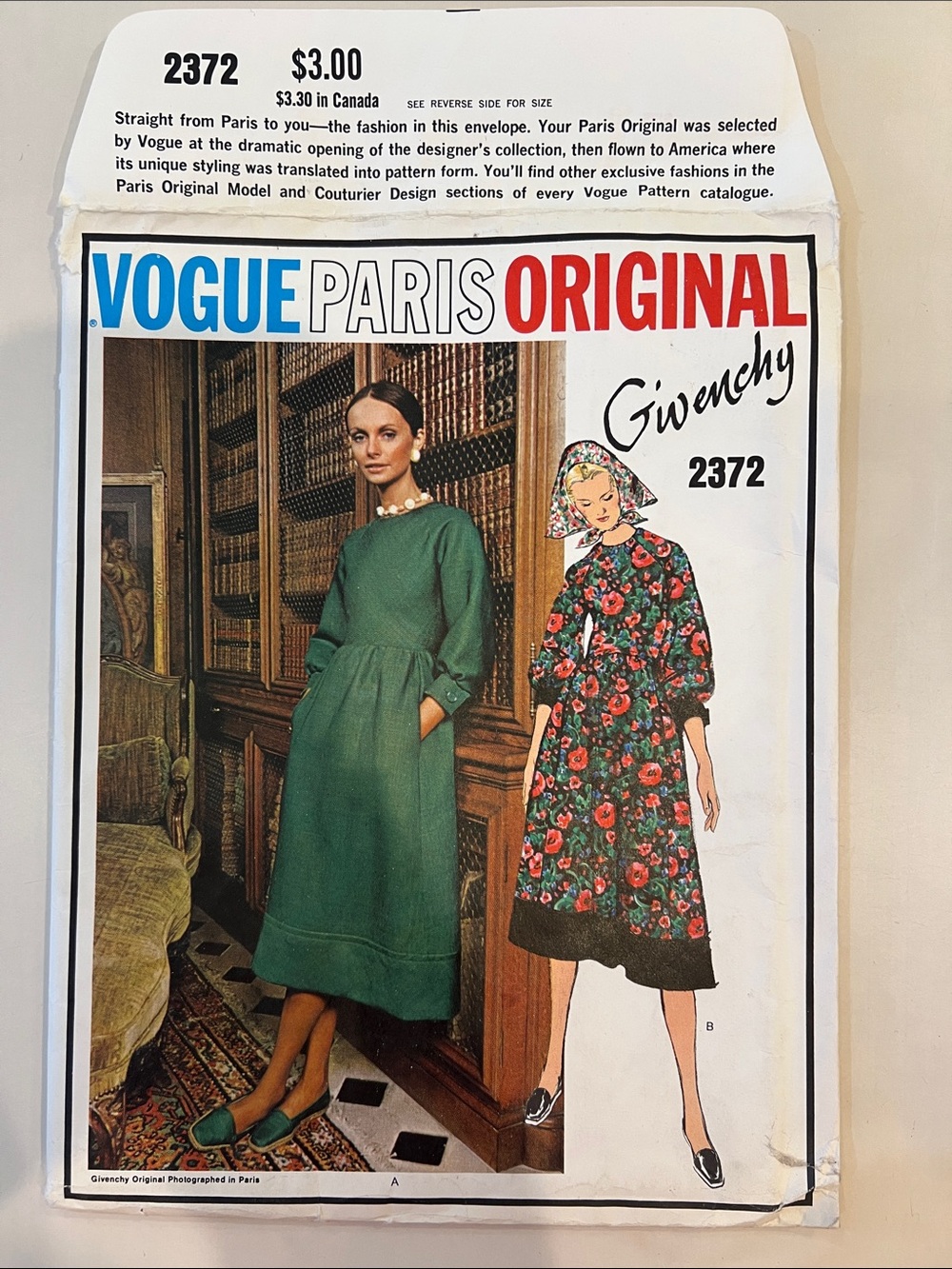 Givenchy Vintage - Vogue Paris Original sewing pattern 2372